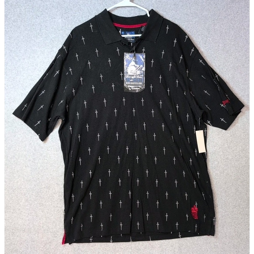 Troop NYC Born in The Bronx Polo Shirt Mens 2xl Embroidered Dagger Print Hip Hop